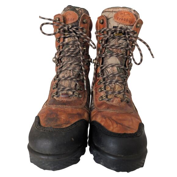 800 Gram Insulated Leather Hunting Boots Men 8 Camo Outdoor Trekker Aquashield - Picture 3 of 8